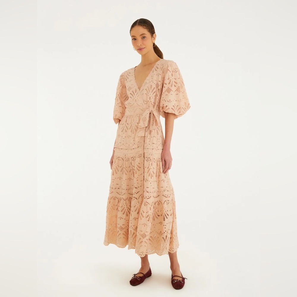 FARM Rio Brazil Eyelet Wrap Maxi Dress